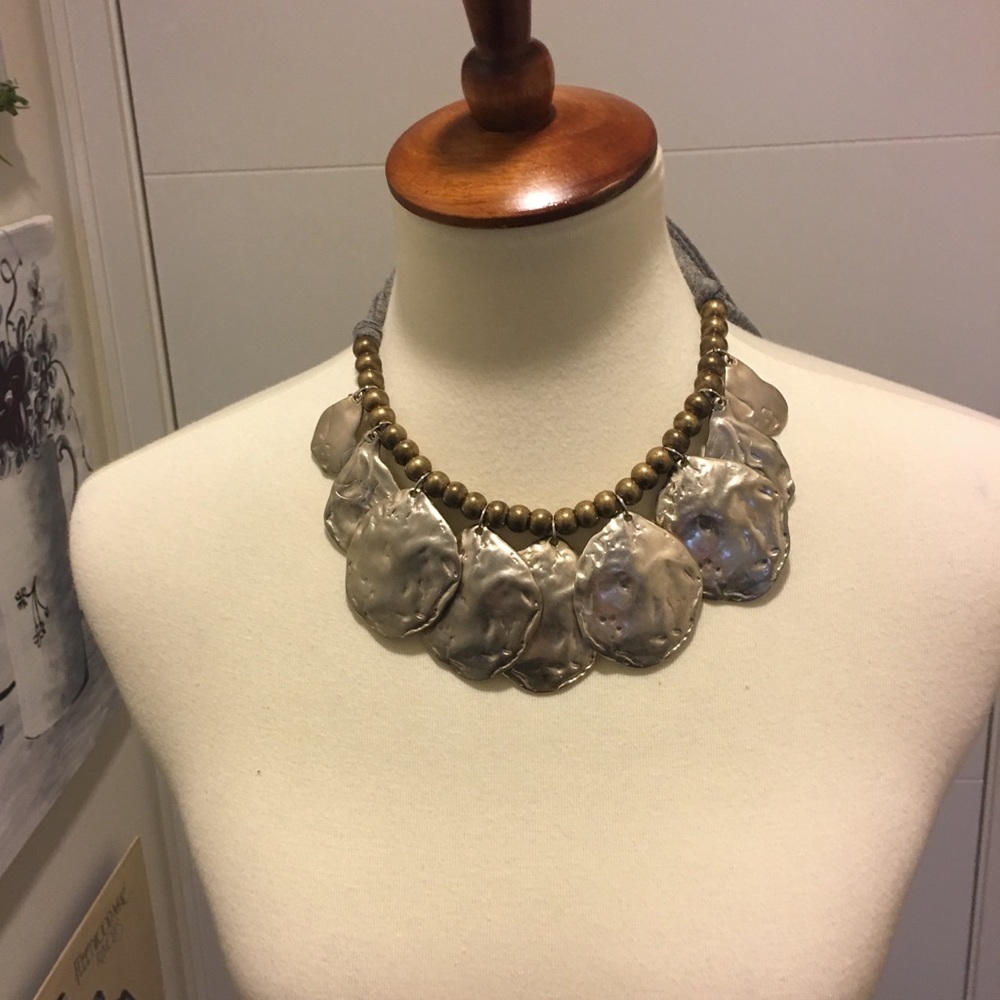 Anthropologie metallic medallion tie back choker